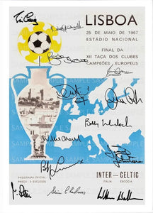 Celtic 1967 European Cup Final Programme Cover Signed Poster Print Photo Lisbon Lions