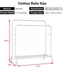 Load image into Gallery viewer, Metal Double Clothes Rail with Shelf