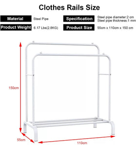 Metal Double Clothes Rail with Shelf