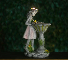 Load image into Gallery viewer, Solar Fairy Garden Ornament LED Light Up Wishing Well Angel Statue