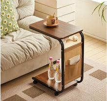 Load image into Gallery viewer, C Shaped Side End Coffee Table with Wheels