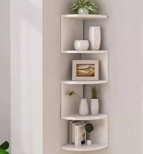 Load image into Gallery viewer, 5 Tier Floating Wall Corner Shelves Black or White