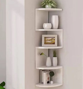 5 Tier Floating Wall Corner Shelves Black or White