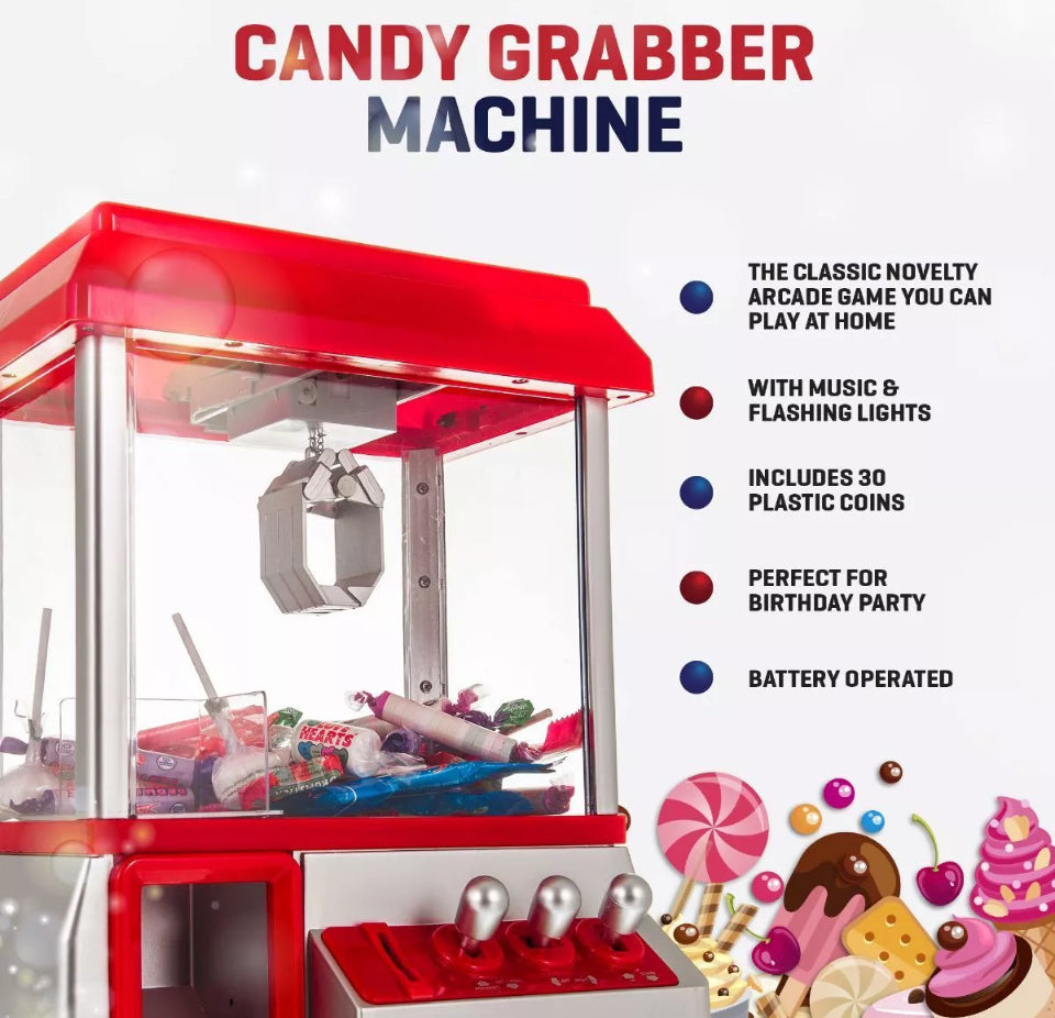 Retro Arcade Candy Grabber Machine with Claw & Joystick