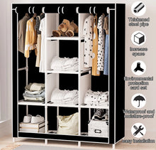Load image into Gallery viewer, Canvas Covered Wardrobe Metal Frame Portable Storage