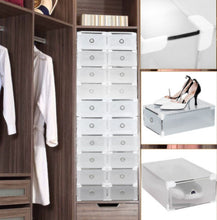 Load image into Gallery viewer, 20 x Clear Plastic Shoe Storage Boxes Stackable Foldable Box Organiser