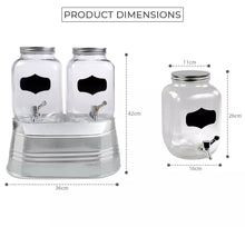 Load image into Gallery viewer, 2 x 4 Litre Glass Beverage Drinks Dispenser Jug Jar