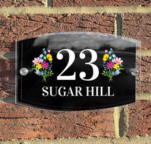 Load image into Gallery viewer, Personalised Floral Anthracite House Sign Plaque