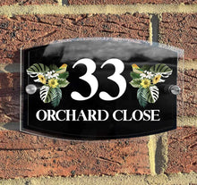 Load image into Gallery viewer, Personalised Floral Anthracite House Sign Plaque