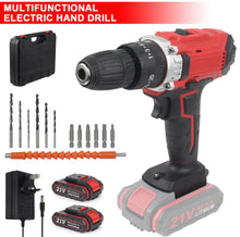 Load image into Gallery viewer, 21V Cordless Combi Hammer Drill Set Electric Impact Driver Screwdriver + 2 Batteries