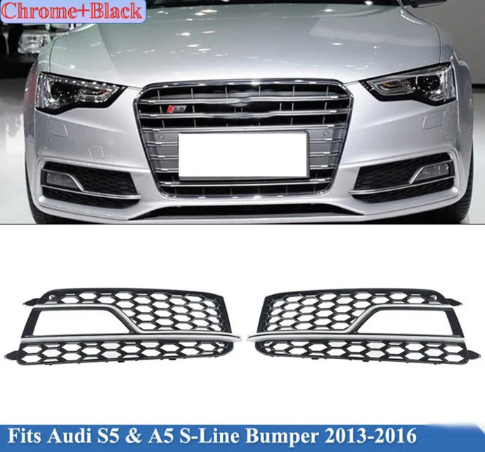 For 2013-2016 Audi A5 S-Line S5 Front Bumper Fog Light Covers Grilles