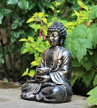 Load image into Gallery viewer, Garden Ornament Solar Buddha Brass Effect Outdoor or Indoor Statue