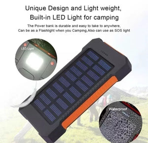 Portable Solar Power Bank Battery Charger 2USB LED Torch