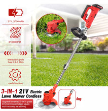 Load image into Gallery viewer, 21V Cordless Strimmer Grass Trimmer Weed Cutter, Edger &amp; 2 Batteries