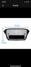 Load image into Gallery viewer, For Audi A4 B8 RS4 Style Gloss Black Honeycomb Mesh Bumper Centre Grille 2013-15 Facelift