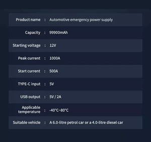 99900mAh Portable Car Battery Jump Starter Pack