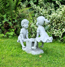 Load image into Gallery viewer, Garden Ornament Boy and Girl Seesaw Stone Effect