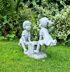 Garden Ornament Boy and Girl Seesaw Stone Effect