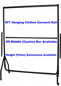 2 Tier 5ft Heavy Duty Clothes Rail Home Shop Garment Hanging Display Stand Rack