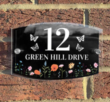 Load image into Gallery viewer, Personalised Floral Anthracite House Sign Plaque