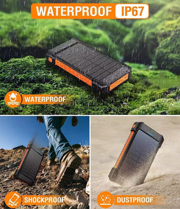 Portable Solar Power Bank Battery Charger 2USB LED Torch