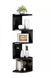 5 Tier Floating Wall Corner Shelves Black or White