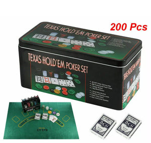 NEW Poker Set - 200 Piece Texas Hold Em Chips Cards Decks Casino Case