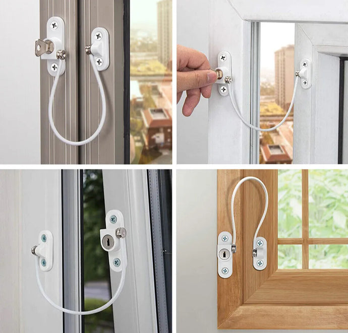 Window / Door Restrictor Child Safety Security Lock Cable 4 or 8 Pack