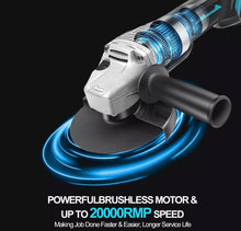 Load image into Gallery viewer, 21V 125mm Brushless Cordless Angle Grinder Cutter 2 Batteries &amp; 3 Discs