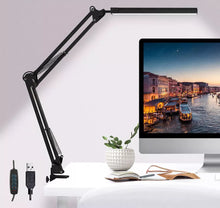 Load image into Gallery viewer, LED Desk Lamp Eye-Caring Adjustable Swing Arm Light with Clamp