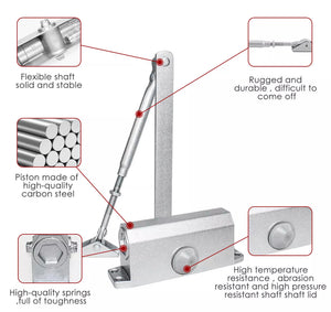 Heavy Duty 45-75KG 180° FIRE RATED DOOR CLOSER Adjustable Self Automatic Closing