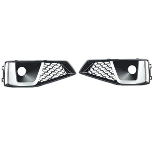 Front Left Chrome Foglight Grille Cover For Audi S-Line S4 (2013-2015) - Honeycomb Mesh, Black Plastic