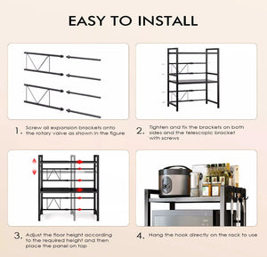 3 Tier Adjustable Microwave  Rack Stand Storage Kitchen Shelf
