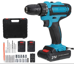 21V Cordless Drill Combi Screwdriver Set with 2 Batteries