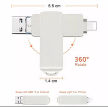 Load image into Gallery viewer, 3 in 1 USB 3.0 Memory Stick 1TB / 2TB Flash Drive For iPhone PC etc