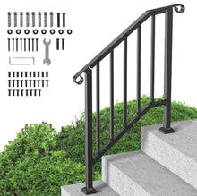Load image into Gallery viewer, 2-3 Step Handrails for Outdoor Black Stainless Steel