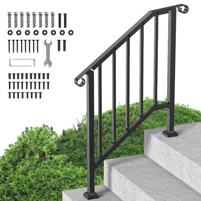 2-3 Step Handrails for Outdoor Black Stainless Steel