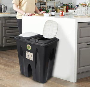 Kitchen 50L Duo Recycle Bin Recycling with Double Compartment