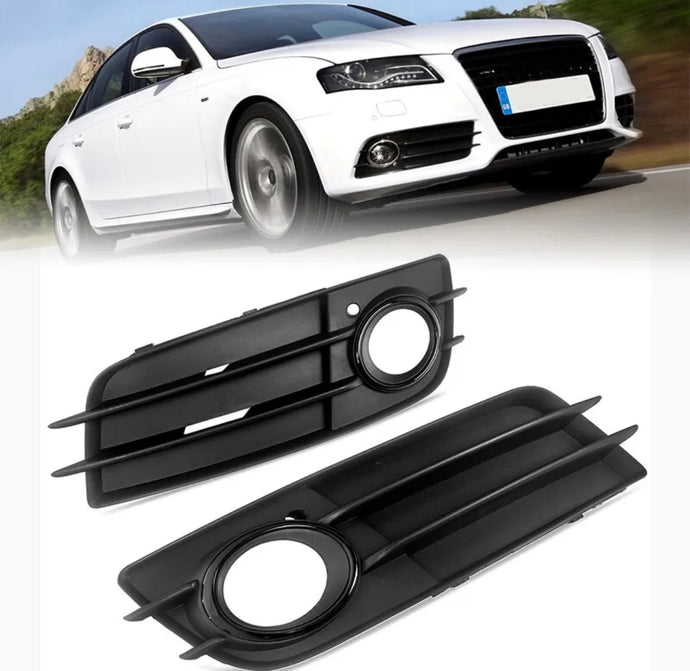 Front Fog Light Grille Cover Bezel w/Black Ring For Audi A4 B8 S-LINE S4 2008-2012