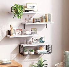 Load image into Gallery viewer, 4+1 Tier Wooden Floating Shelves White / Light Wood
