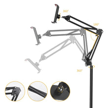 Load image into Gallery viewer, Universal 360° Adjustable Floor Stand Holder for Tablet/iPad/Phone 4-12.5”