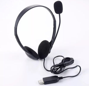 USB Headset Headphones Wired with Microphone MIC for Call PC Computer Laptop