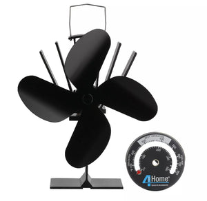 4 Blade Stove Top Fan for Log Burner with Temperature Gauge