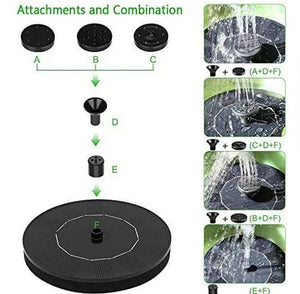 Solar Powered Fountain Water Pump Floating Birdbath