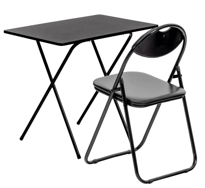 Folding Wooden Desk & Chair Set • Home Study Laptop Computer Table