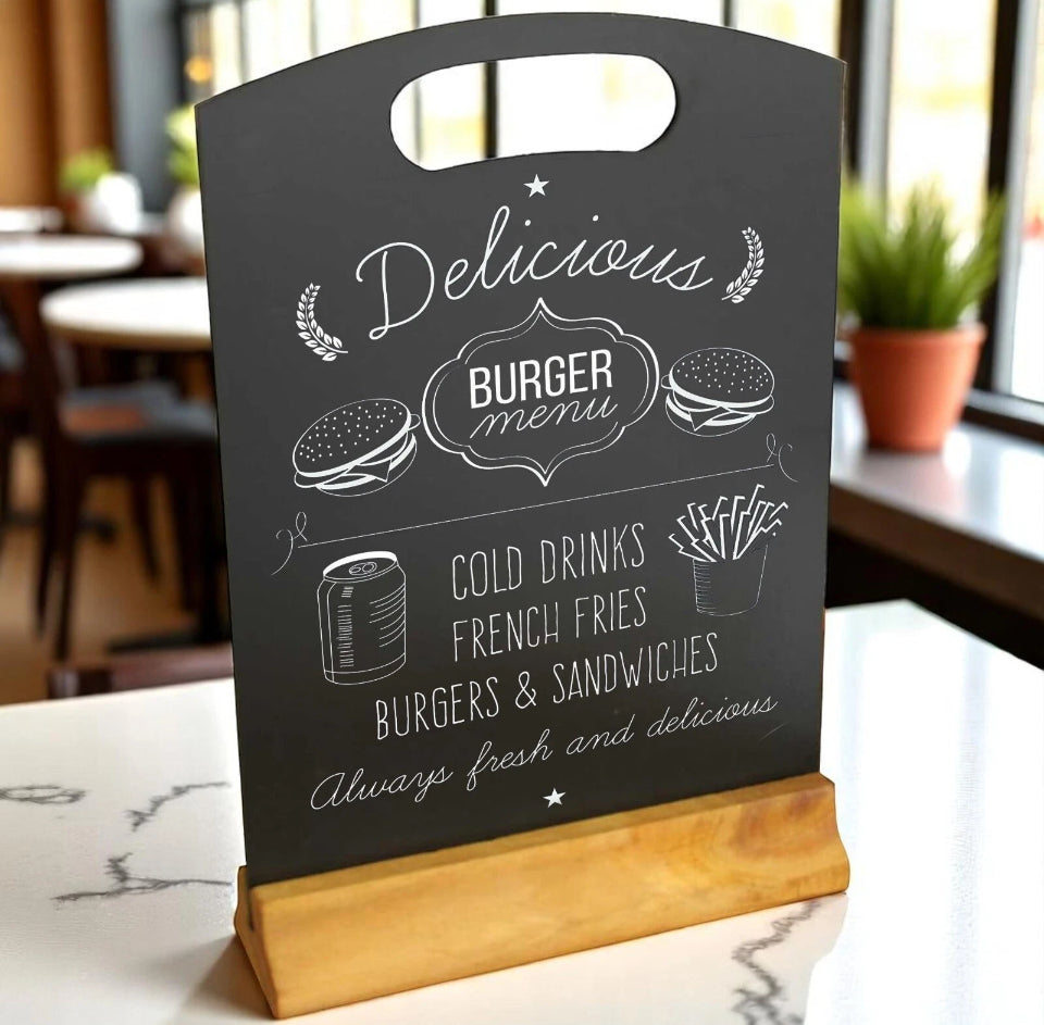 Hand Held Table Top Menu Blackboard Specials Board with Base