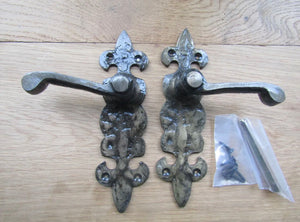 Cast Iron ANTIQUE BRASS Lever Mortice LATCH Door Handles Rustic Vintage Retro Style