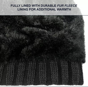 Warm Beanie Hat with Thermal Cosy Fur Fleece Lining