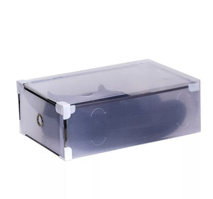 20 x Clear Plastic Shoe Storage Boxes Stackable Foldable Box Organiser