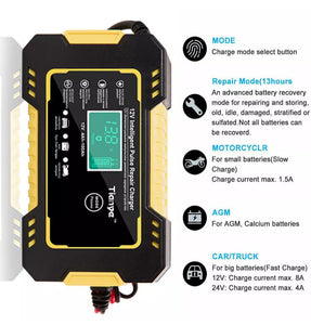 Car / Motorbike Battery Charger 12V LCD Display